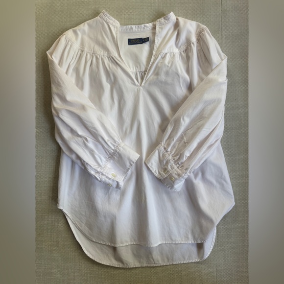 Polo Ralph Lauren Tops - Polo Ralph Lauren White Cotton Blouse Size 10